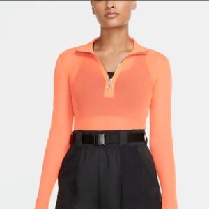 Nike Sportswear Icon Clash Mesh Net Sheer Size Bodysuit Orange Size Medi…
